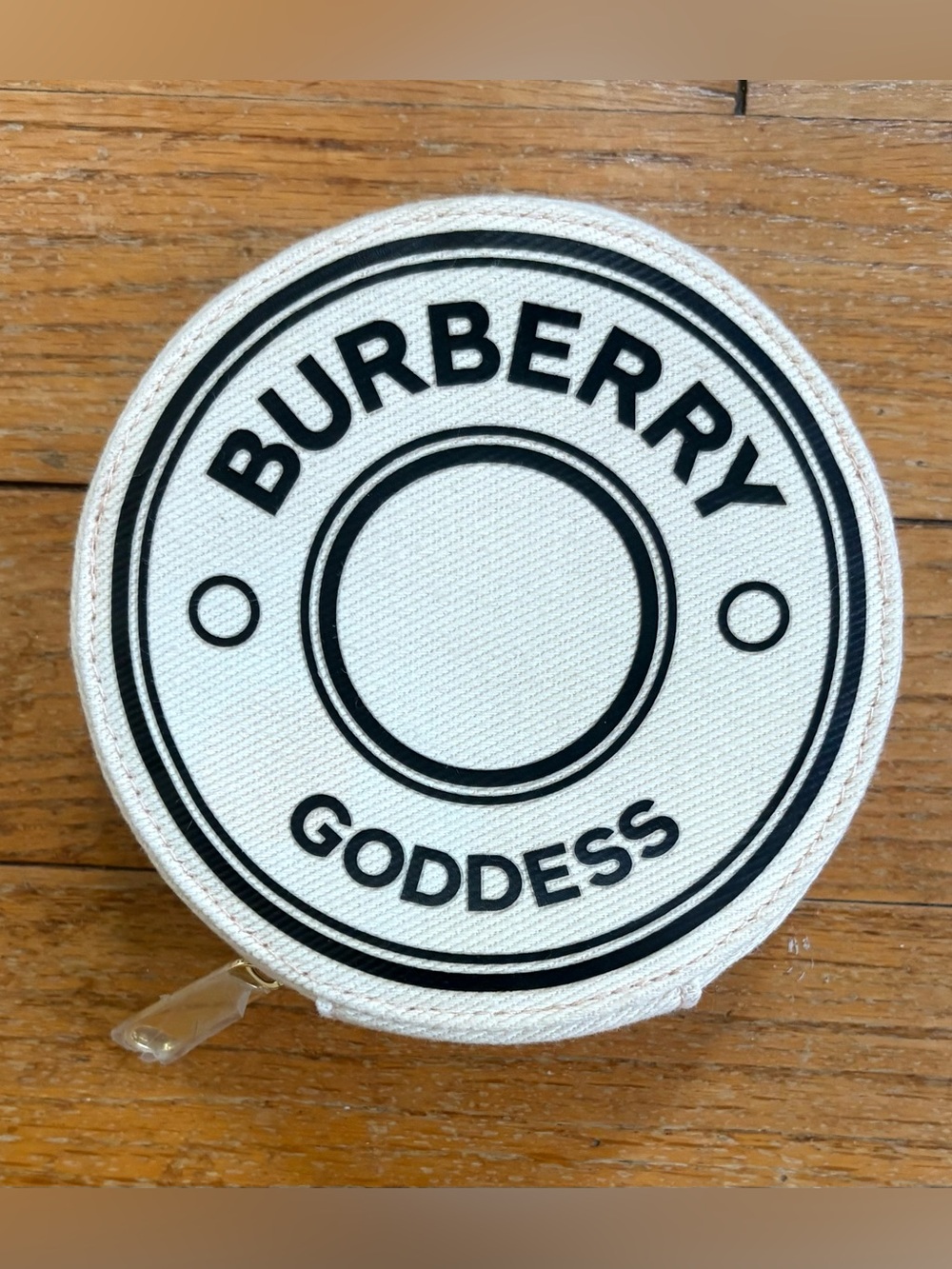 Burberry White & Black Round Canvas Pouch